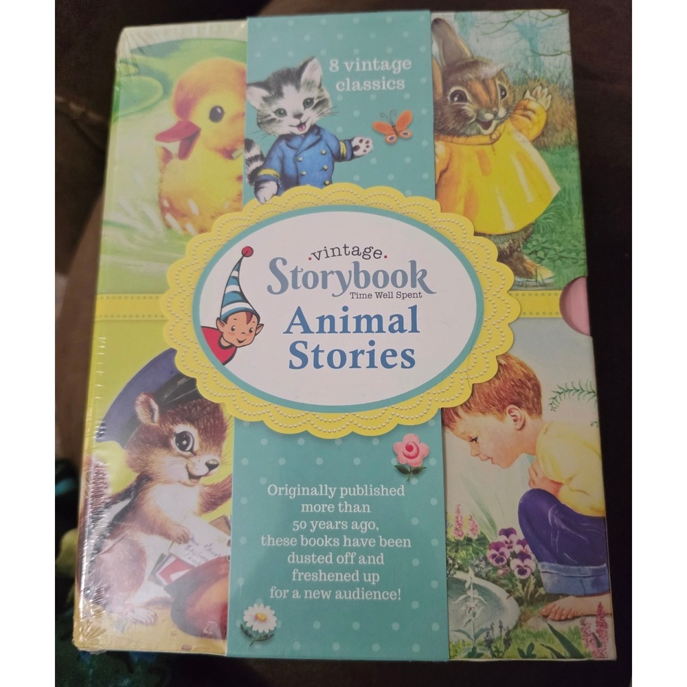 Vintage Storybook Animal Stories 8 Book Box Set Junior Elf Classics Cottage Door